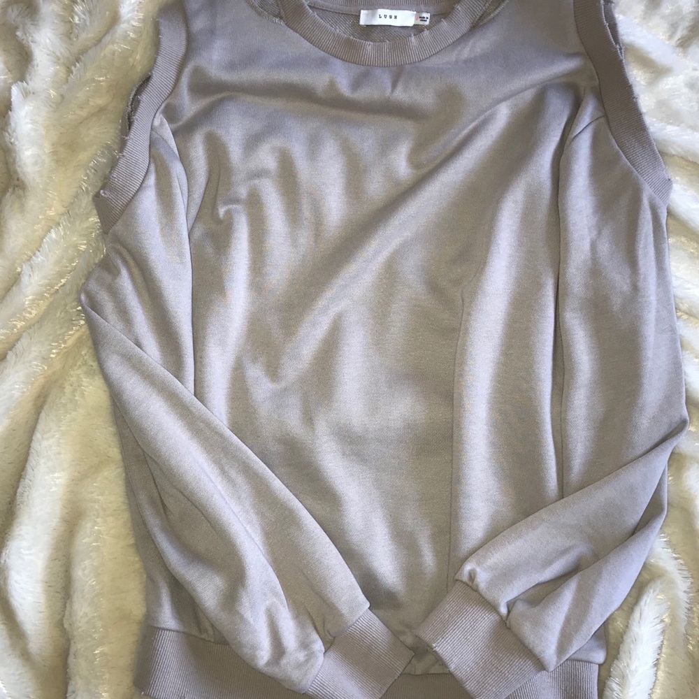 Distressed Cold-Shoulder Sweatshirt - Picture 5 of 6
